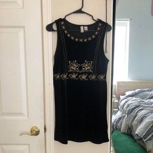 Divided Black Velvet Dress (Medium)